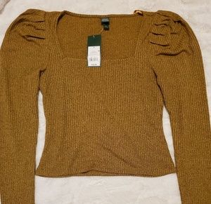 Mustard Long Sleeve Puff Sleeve